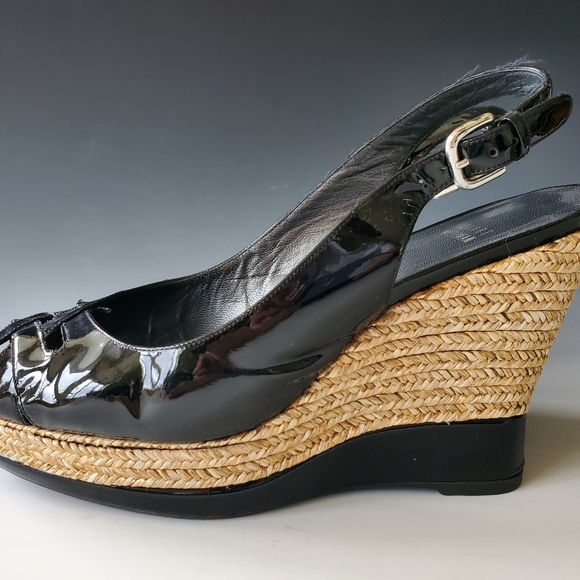 STUART WEITZMAN Patent Leather Colorblock Pattern Espadrilles - Picture 3 of 4